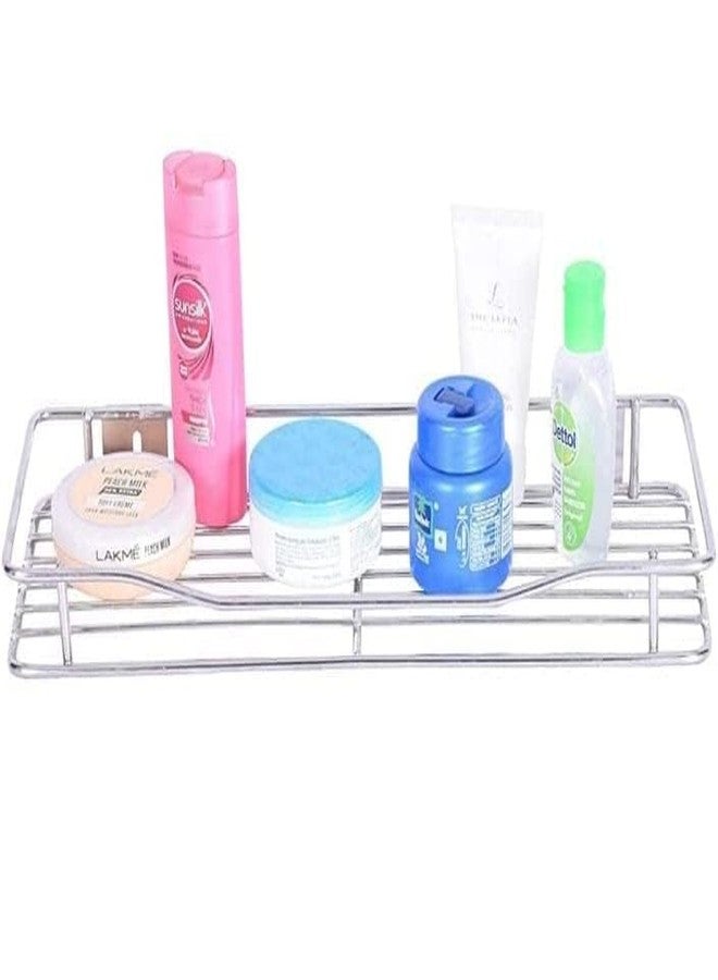 Fastro Stainless Steel Multipurpose Single Layer Rack for Bathroom Shelf / Kitchen / Shampoo Soap Bottle Towel Holder (Self | Pack of 2) - Image 4